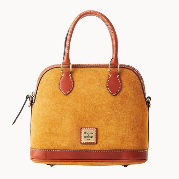 Dooney & Bourke Honey Tan Suede Top Handle Crossbody Satchel - Picture 6 of 8